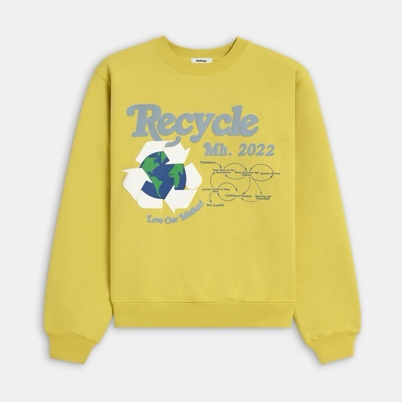 Madhappy Earth Day 2022  Fleece Crewneck, Yellow, size S - Picture 1 of 6